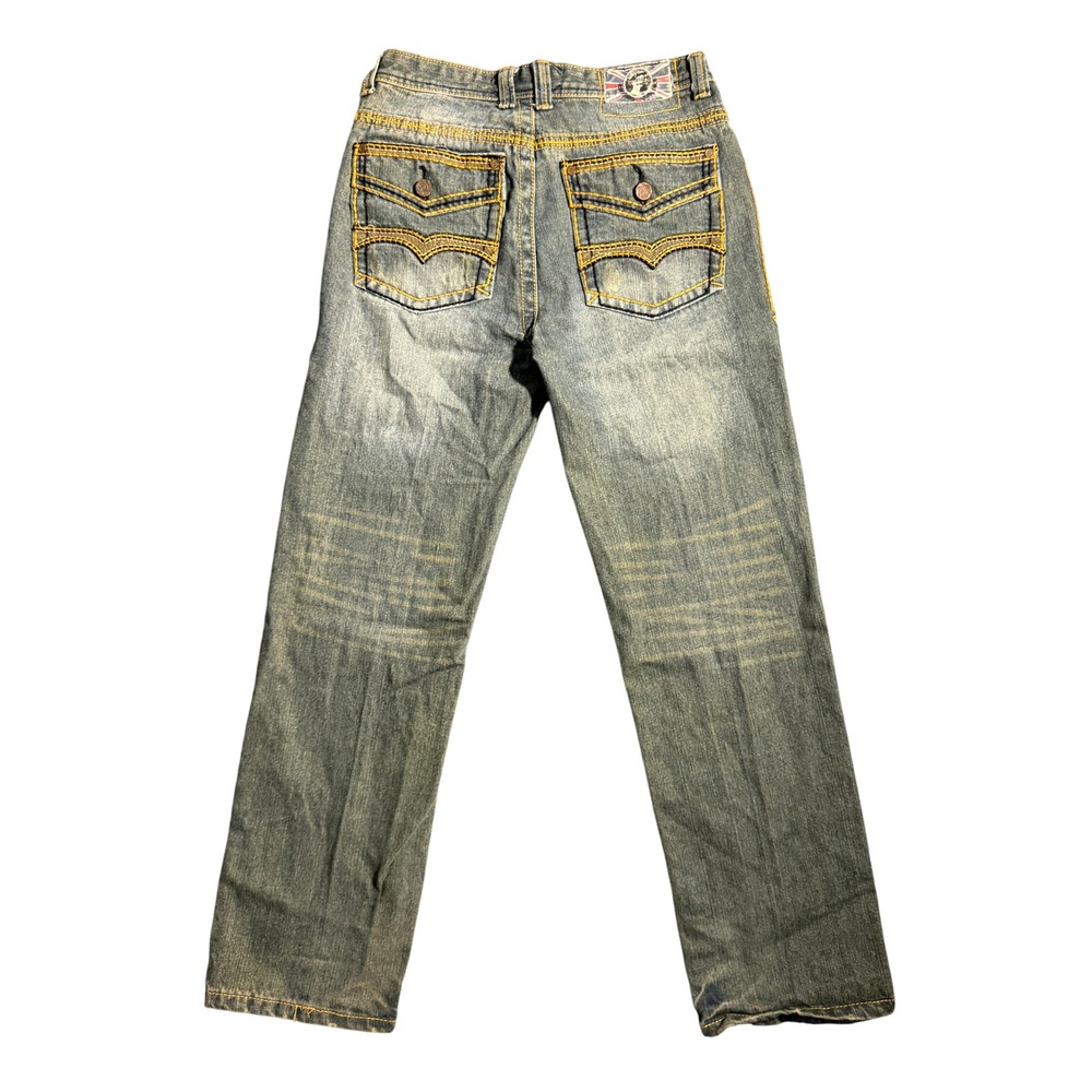Vintage Y2K Monarchy Premium Denim Jeans Blue Distressed Straight Leg Size 16